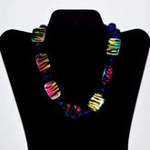 FBT - Chunky Blue Animal Print Shell Necklace - FashionByTeresa